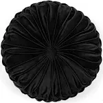 Lush Decor Round Pleated Soft Velvet Decorative Pillow Black / 15" Round