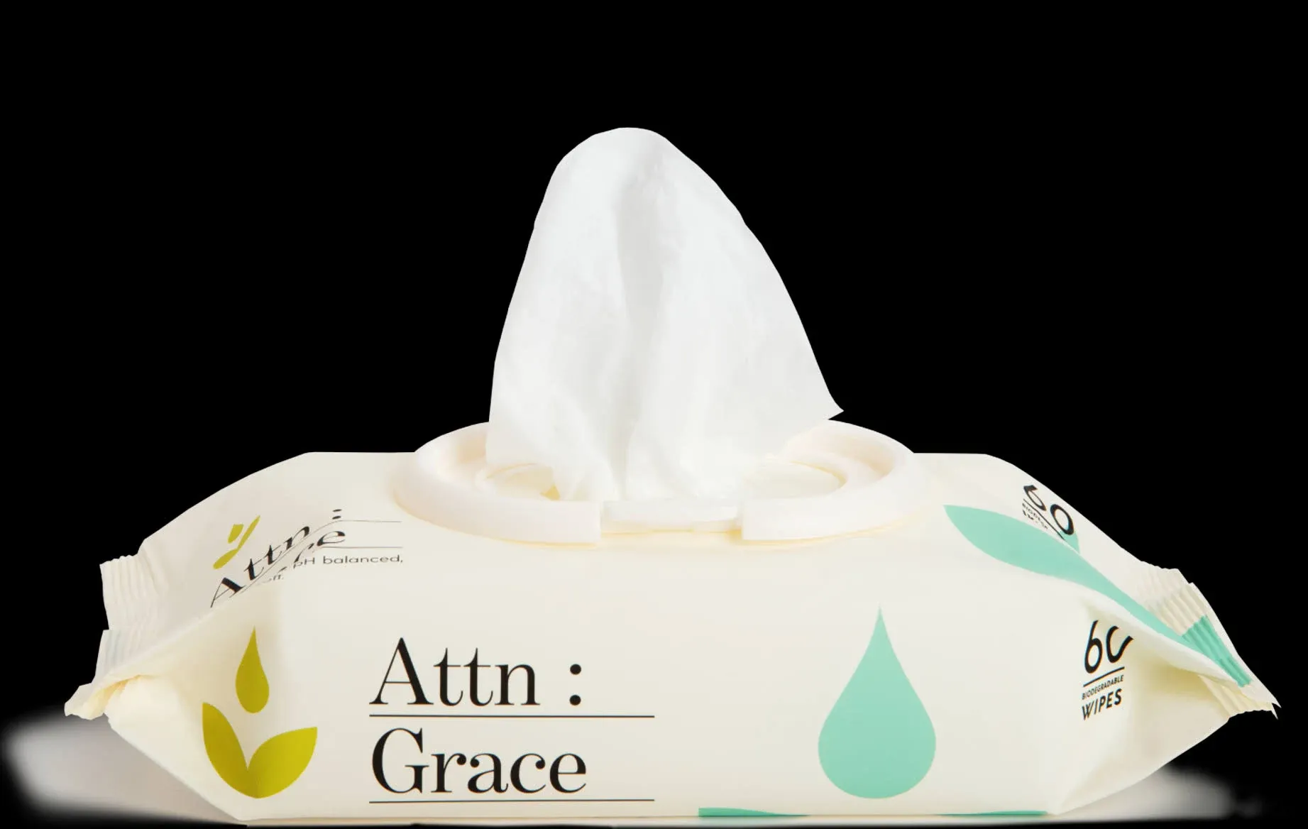 Attn: Grace Flushable Wet Wipes for Women (60 Ct) - Cleanse and Refresh with Aloe Vera and Coconut Oil/Soft & Natural Ingredients Soothe Sensitive Skin