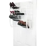 Simplify White 36 Pair Adjustable Over the Door Shoe Rack