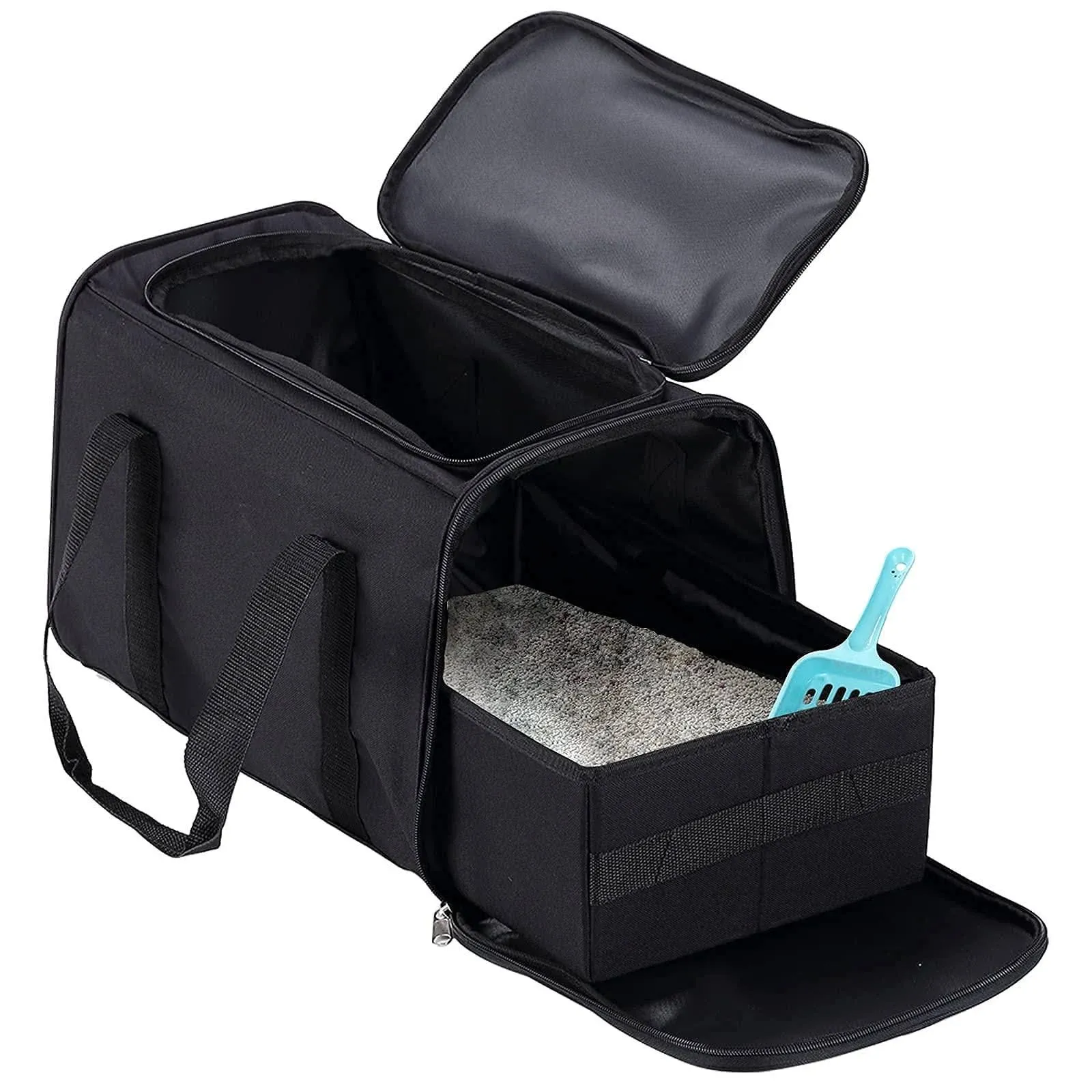 Portable Cat Litter Box Black2In 1 Travel Litter BoxCat Litter Box for Travel...