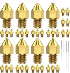 Benseager 31PCS MK8 3D Printer Nozzles Extruder for Ender 3 0.4mm 0.1 0.2 0.3 0.5 0.6 0.8 1.0mm Nozzles with Cleaning Kit for Ender 3 V2/Pro