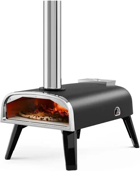 Pizza Oven Outdoor 12" Wood Fired Pizza Ovens Pellet Pizza Stove for Outside, Portable Stainless Steel Pizza Oven for Backyard Pizza Maker Portable Mobile Outdoor Kitchen (Gray-01)