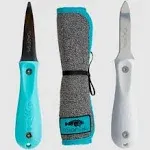 Toadfish Shucker's Bundle - Put 'Em Back Oyster Knife, Professional Oyster Knife & Cut-Proof Shucking Cloth - 1014