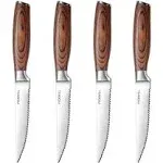 PICKWILL Steak Knives,Steak Knives Set of 4, Ergonomic Wood Handle, 4.5 Inch ...