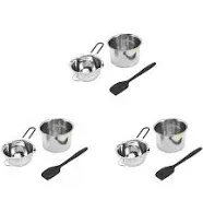 3x Double Boiler Pot Set Stainless Steel Melting Pot with Silicone Spatula for Melting Chocolate,Soap,Wax,Candle Making