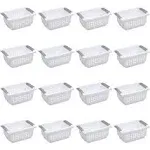 Sterilite Small Stacking Basket with Titanium Accents, White (16-Pack)