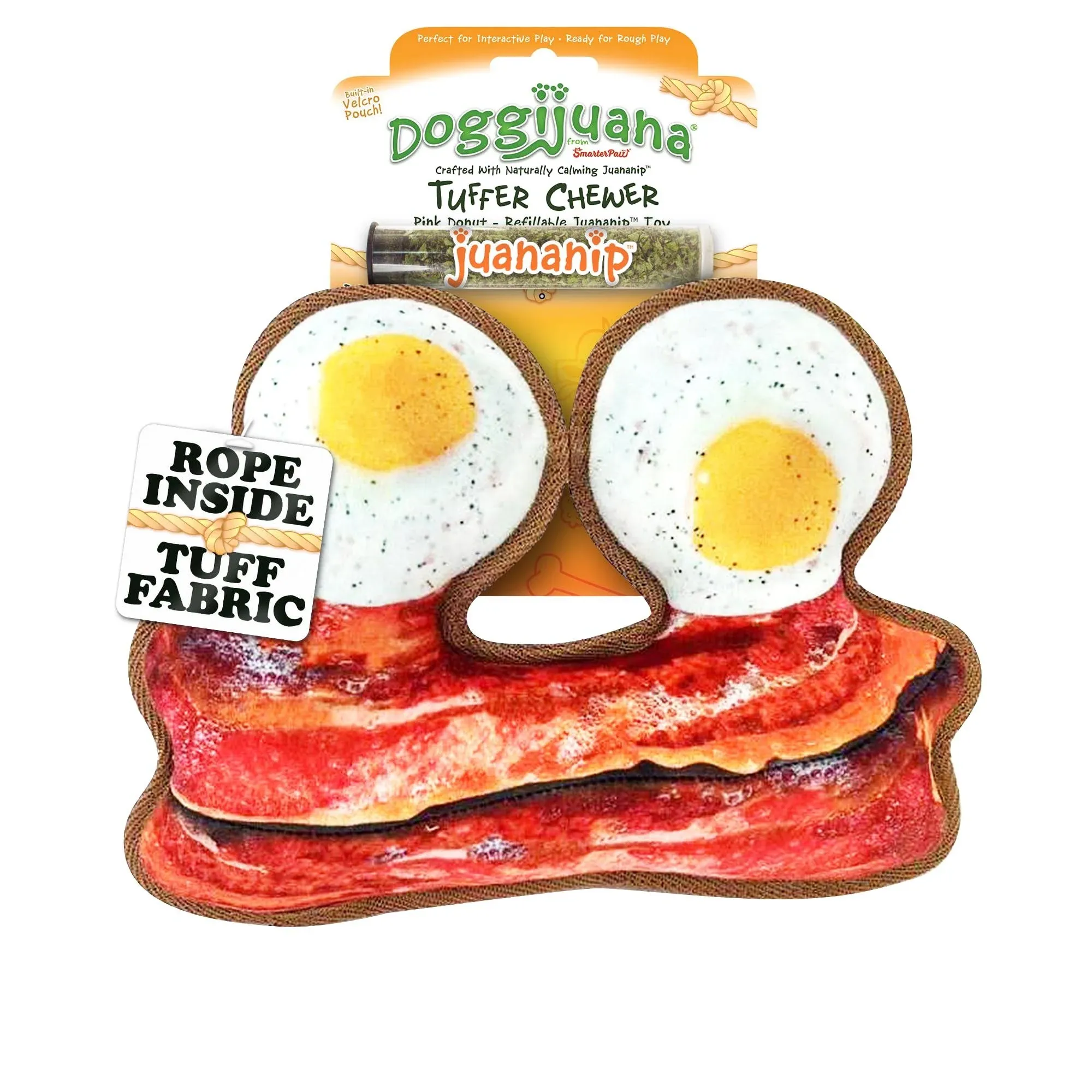 Doggijuana Tuffer Chewer Refillable Eggs and Bacon Dog Toy