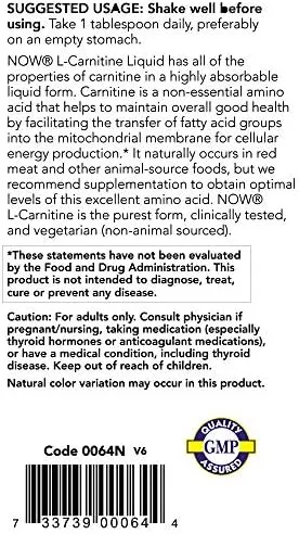 Now Foods L-Carnitine Liquid 3000 mg