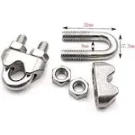 304 Stainless Steel Wire Rope Accessory Set M3 Cable Clamp Silver Thimble and...