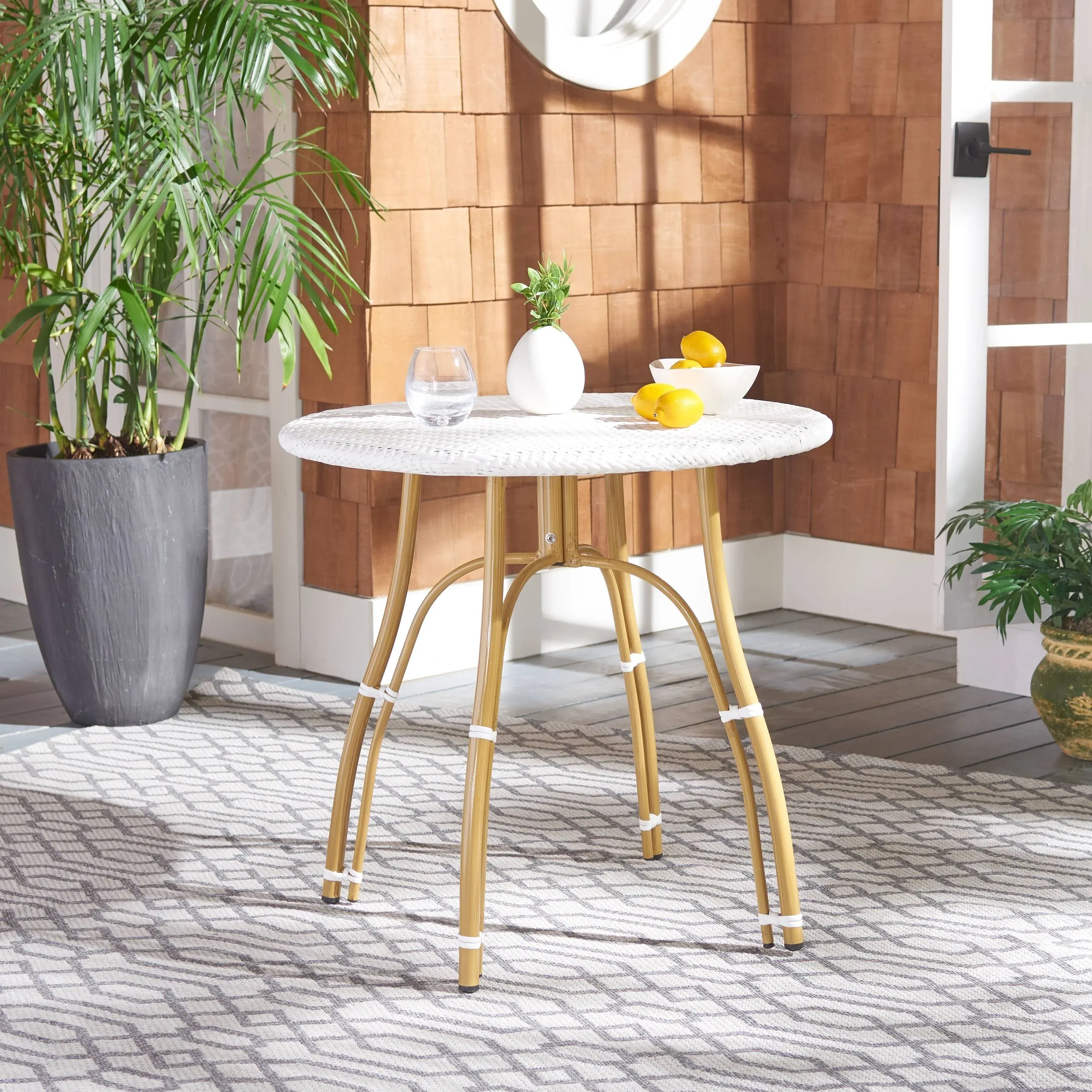 Kylie Rattan Bistro Table Safavieh