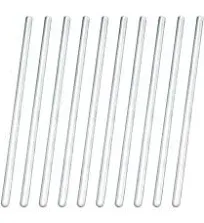 10PK Glass Stirring Rods, 7.9" - Rounded Ends, 6mm Diameter - 224958