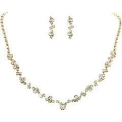 Unicra Bride Necklace Earrings Set Crystal Bridal Wedding Jewelry Sets Rhinestone Choker Necklace Prom Costume Jewelry for Women and Brides