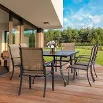 Outdoor 7-Piece Dining Set, Textilene Fabric, Powder-coated Iron Frame