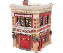 Engine 223 Fire House Department 56 Snow Village 6011422 Christmas lit building