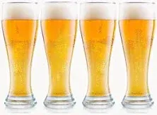 Nucleated Pilsner Glasses- Etched Beer Glass  16 Oz Craft Beer Glasses 4 Pack