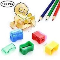 100 Pcs Colored Pencil Sharpener,Plas<wbr/>tic Single Hole Bulk Pencil Sharpeners 