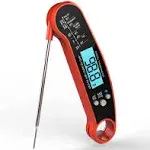 Nescope Digital Meat Thermometer Instant Read Waterproof Food Thermometer BBQ thermometer with Backlight Magnet Calibration Thermometer for Kitchen Outdoor Cooking BBQ Grill Candy (Red) (Red)