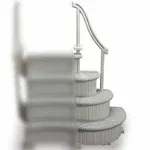 Confer Plastics Curved in-Pool Inground Pool Step 3 Tread Stair Entry System w/ 2 Handrails & Adjustable Mounting Brackets for In Ground Swimming Pool, Gray Treads