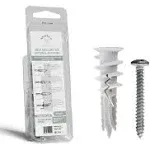 Premium Splitting Nylon 66 Self-Drilling Drywall Anchors and Screws Kit | Used On Drywall, Plaster Board, Sheetrock, Gypsum, Hollow Wall | 50#8X 1-1/4 Philips Screws and 50 Plastic Anchors - 90 Lbs