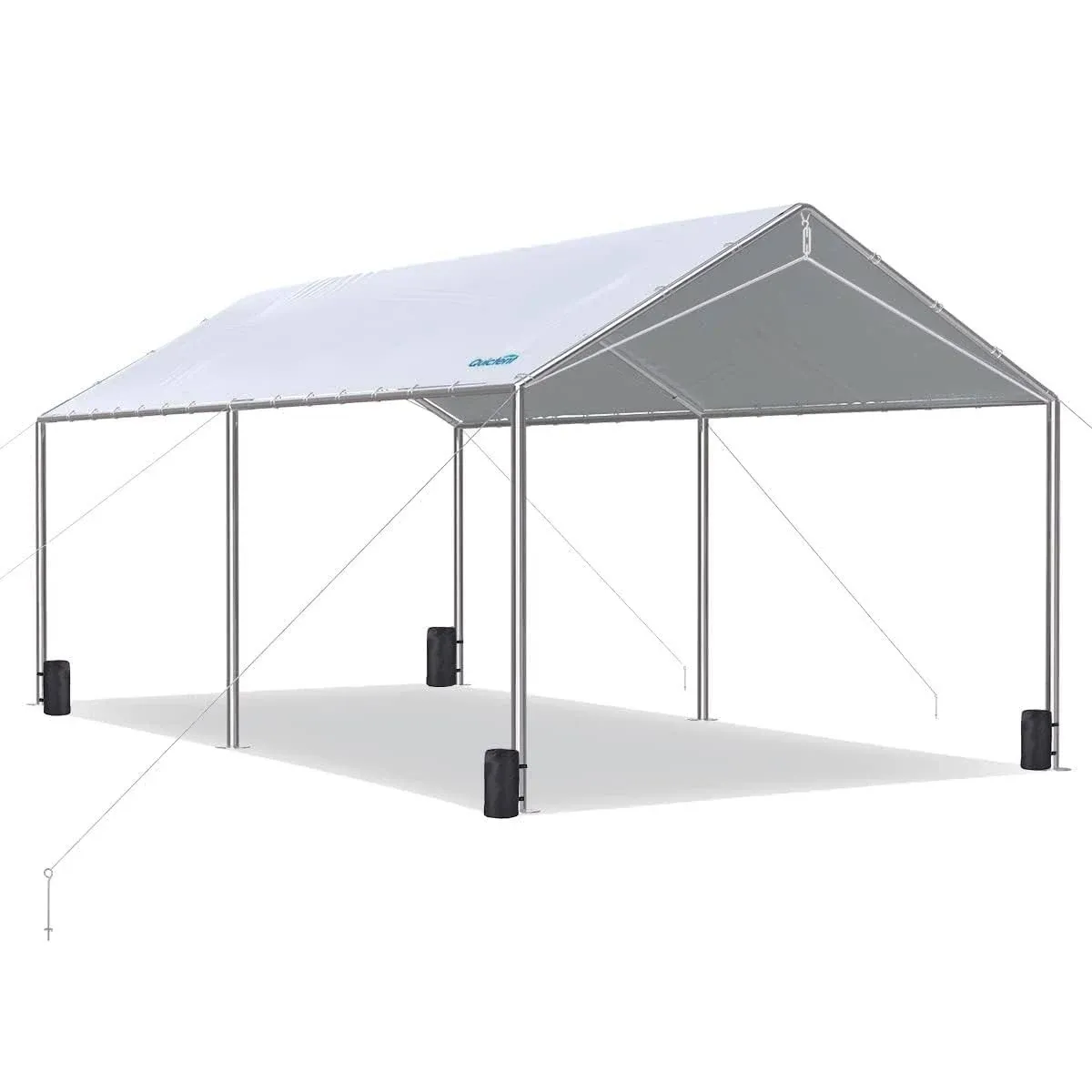 Quictent 10X20ft Upgraded Heavy Duty Carport Car Canopy Party Tent with 3 Reinforced Steel Cables-Gainsboro