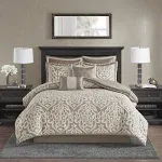 Madison Park - Odette 8 Piece Jacquard Comforter Set - Tan - Queen