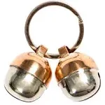 Extra Loud Pair of Cat & Dog Brass Silver Bells Collar Charm Pet Tracker Acorn Falconry Silver Bottom & Brass Top