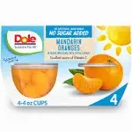 Dole Fruit Bowls No Sugar Added Snacks, Mandarin Oranges, 4oz 24 Cups, Gluten & Dairy Free, Bulk Lunch Snacks for Kids & Adults