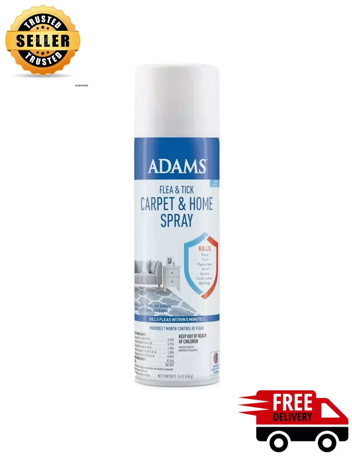 ADAMS FLEA &amp; TICK CARPET AND HOME SPRAY COVERS 2000 SQ FT 16 OZ FREE SHIPPING