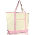 Dalix 22" Extra Large Shopping Tote Grocery Bag with Outer Pocket in Pink