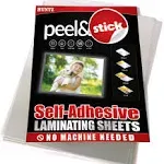 Huntz Self-Adhesive Laminating Sheets, Letter Size(9 x 12 Inches / 4 Mil), Clear