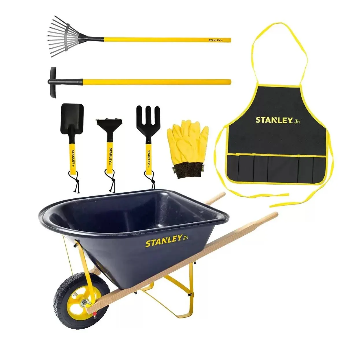 Stanley Jr 20L Wheelbarrow 7 PC Childrens Tool Set