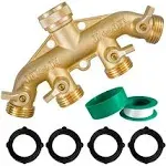 3/4&#034; Garden Hose Splitter Solid Brass 4 Way Tap Connector Adapter Splitter NEW