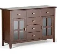 Simpli Home Artisan Solid Wood Sideboard Buffet in Dark Chestnut Brown