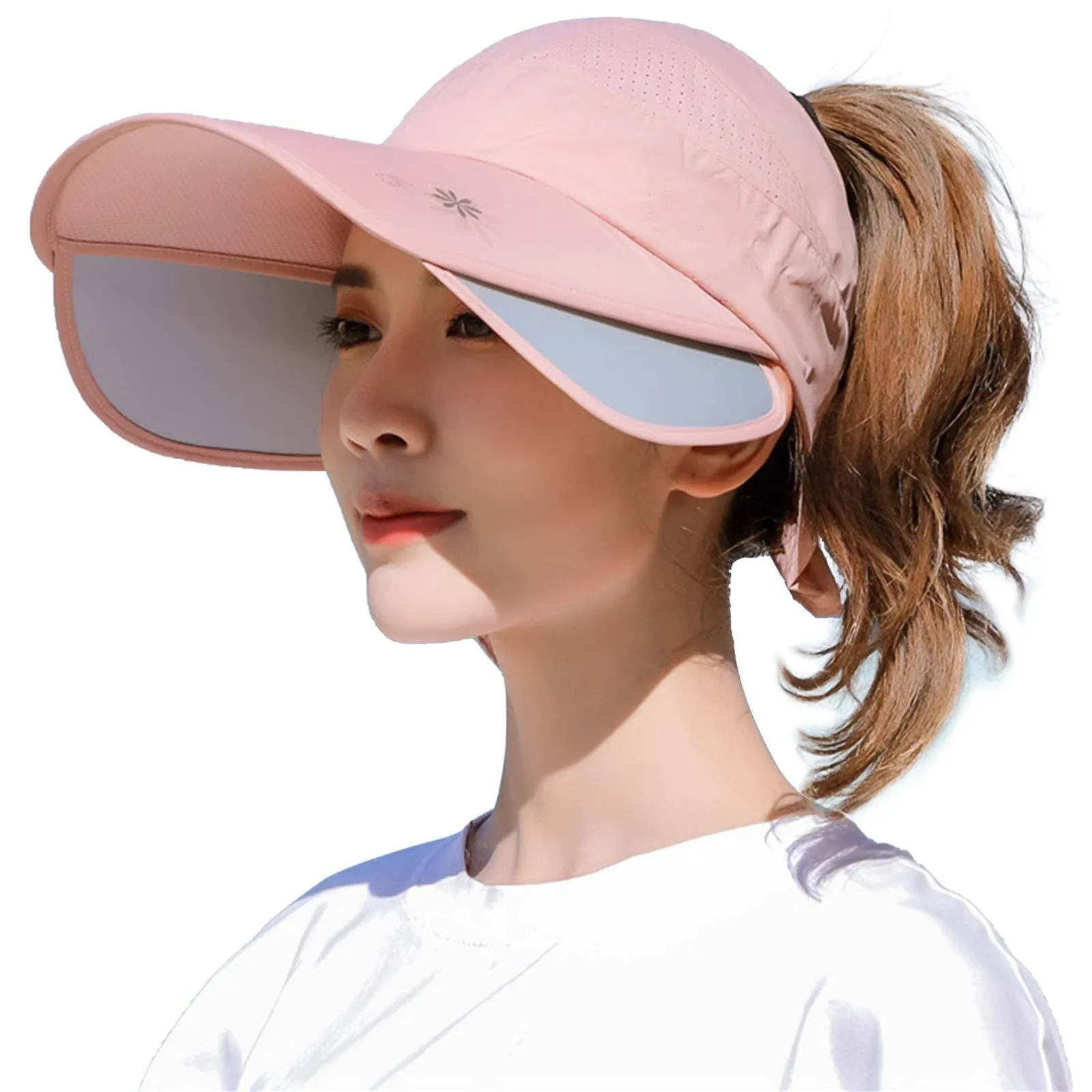 Peicees Wide Brim Visor Hat for Women Golf Visor Cap Sun Protection Hat for Beach Garden Tennis Running Sunshade Hat