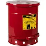 Justrite SoundGard 10 Gal Oily Waste Cans (Red)