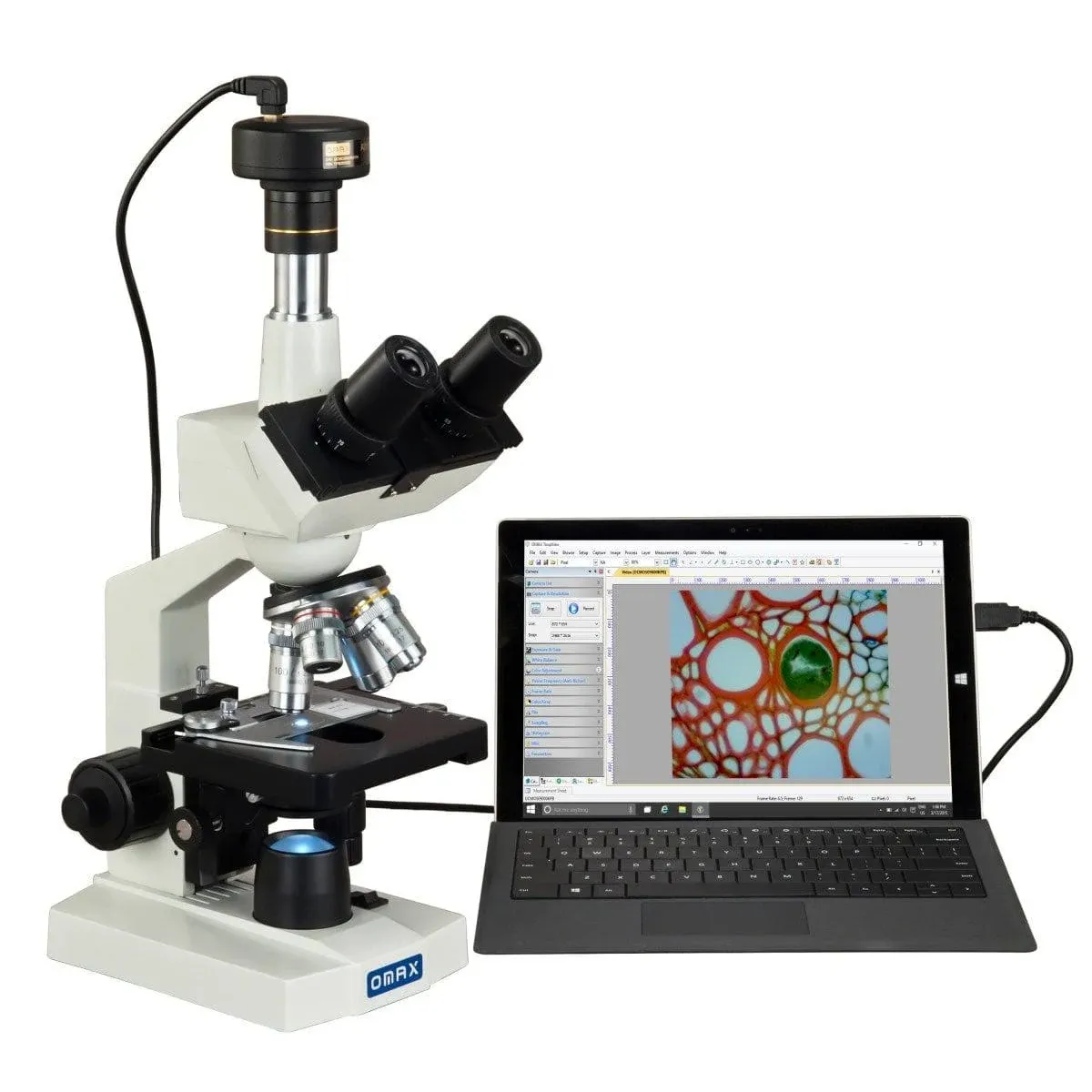 OMAX 40X-2500X Digital LED Lab Compound Trinocular Microscope w 1.3MP USB Camera