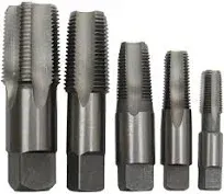 Drill America - POUCSNPT5 5 Piece NPT Pipe Tap Set (1/8&#034;, 1/4&#034;, 3/8&#034;, 1/2&#034; and