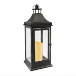 Lumabase Black Solar Lantern with LED Candle