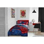 Marvel Spiderman Burst 4 Piece Twin Bed Set - Includes Reversible Comforter & Sheet Set - Bedding - Super Soft Fade Resistant Microfiber -