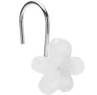 Cute Flower Shower Curtain Hooks, Glow in The Dark, Pretty Floral Themed Elegant Bathroom Decor, Purple