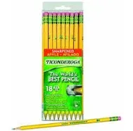 Dixon Ticonderoga, Sharpened Pencils, #2 HB, Yellow, Pack of 18