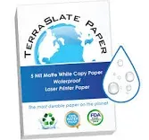 TerraSlate Paper 8 MIL 8.5" x 14" Waterproof Laser Printer/Copy Paper 100 Sheets