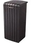 Keter Copenhagen 30-Gallon Resin Wood Style Outdoor Trash Can Waste Bin