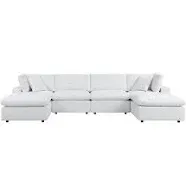 Commix Outdoor 6 Piece Sectional Sofa in Gray Sunbrella&reg; Fabric by Modway