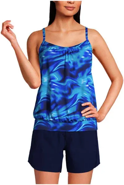 Women's Lands' End UPF 50 Blouson Tankini Swimsuit Top