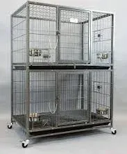 Homey Pet Two Tier 37 Inch Dog Crate Cage Kennel with Wheels, Feeding Bowl, Tray  | eBay