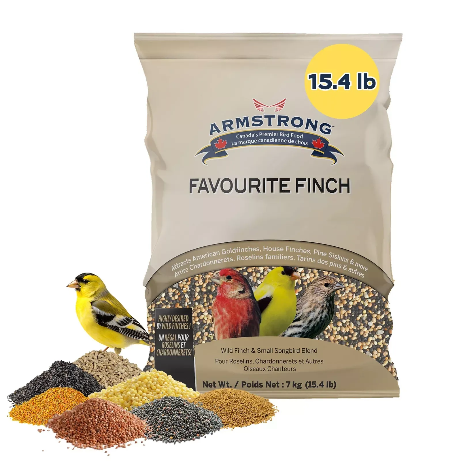 Armstrong Wild Bird Food Favourite Finch Bird Seed Blend For Finches, 15.4lbs