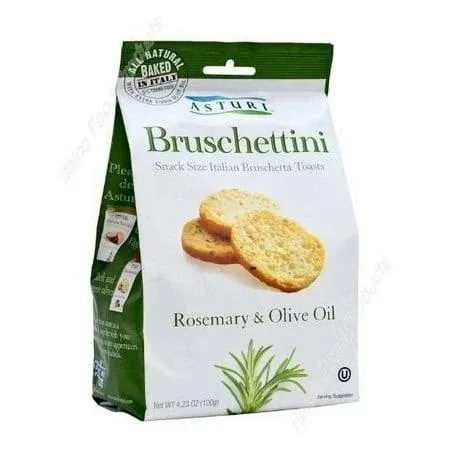 Asturi Rosemary & Olive Oil Bruschettini (Snack Size Italian Bruschetta Toasts), Buy Twelve Bags and Save, Each Bag Is 4.2...