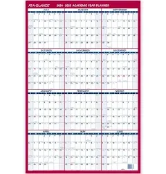 2024-2025 AT-A-GLANCE Reversible Academic And Regular Year Wall Calendar