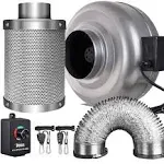 iPower 4 Inches Inline Fan Carbon Filter Ducting Combo with Speed Controller